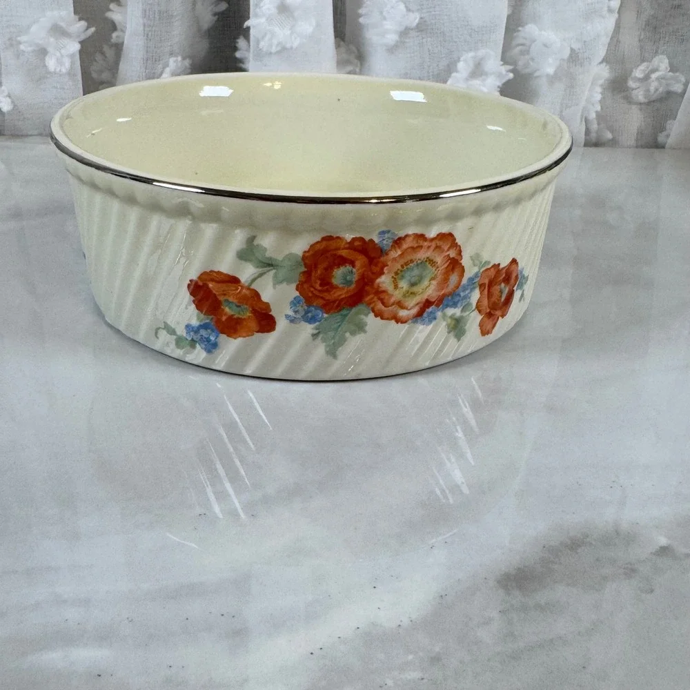 Hall 505‎ Orange Poppy Souffle Casserole Dish 7.75